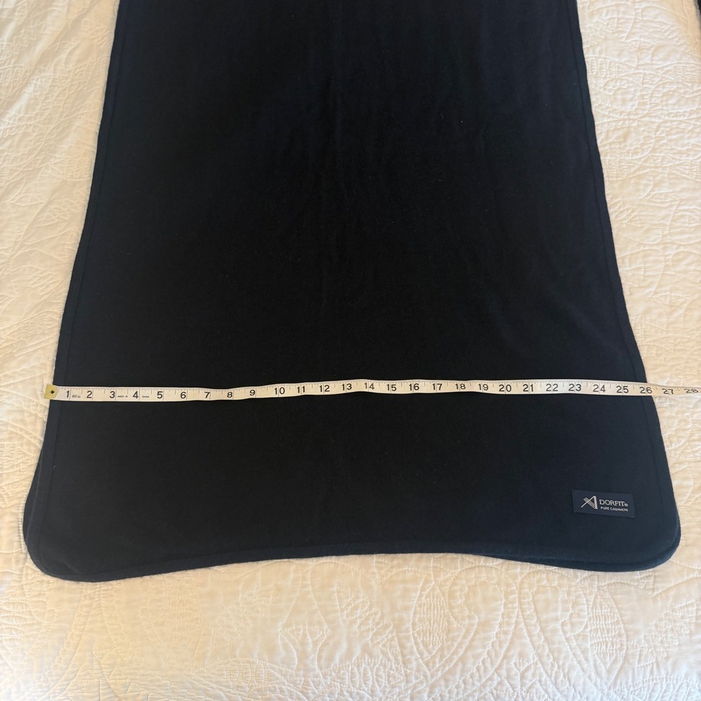 DORFIT Pure Cashmere Scarf Wrap Black Solid Oversized Luxury‎ Accessory - Picture 6 of 6